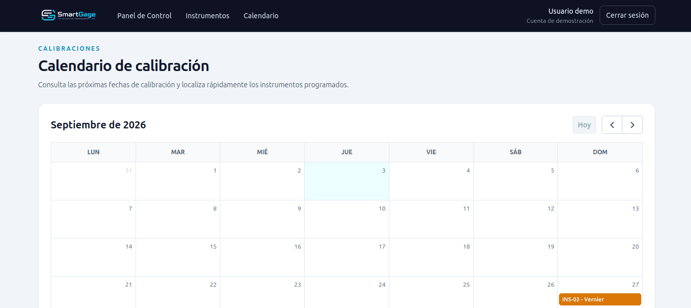 Calendario de calibraciones